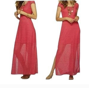 Lilly Pulitzer Ramsey Maxi Dress Scoop Neck Short Cap Sleeve Coral